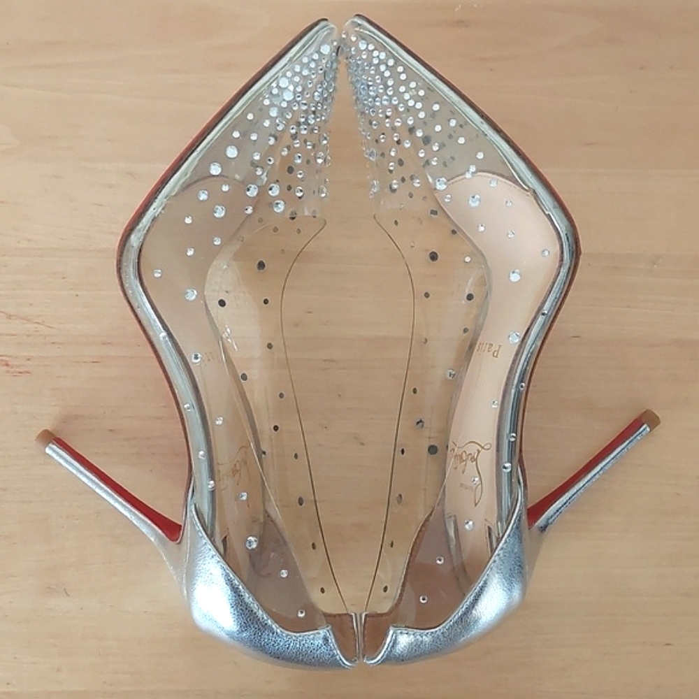 CHRISTIAN LOUBOUTIN Degrastrass 100 pump in transparent PVC decorated with cryst - Picture 7 of 16
